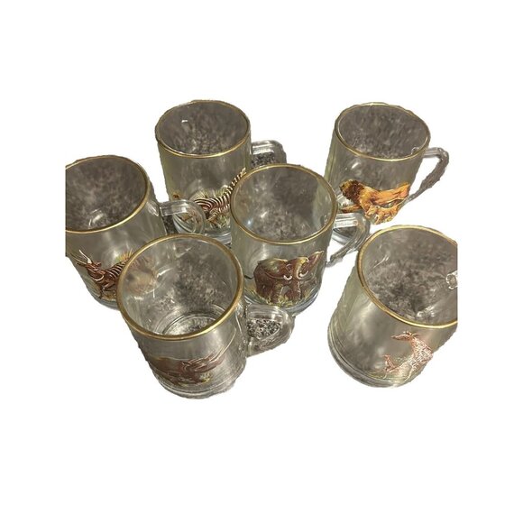 1960S Glass Beer Mug Set 4 with Animals Painted Coffee Cup 4.5”T 3.25”W - Picture 5 of 5